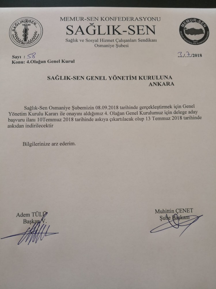 osmaniye sube baskanligimizin 4 olagan genel kurulu delege basvuru ilani